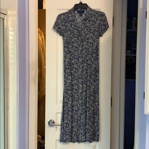 Paisley maxi shirt dress with buttons